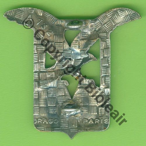 64 A0732 64e.ET BEARN.MAINE EVREUX Aigle dore  DrP 2Anneaux Vertic Dos Guilloche argente Embouti EmailGF Src.Y.GENTY 14Eur(x3) 